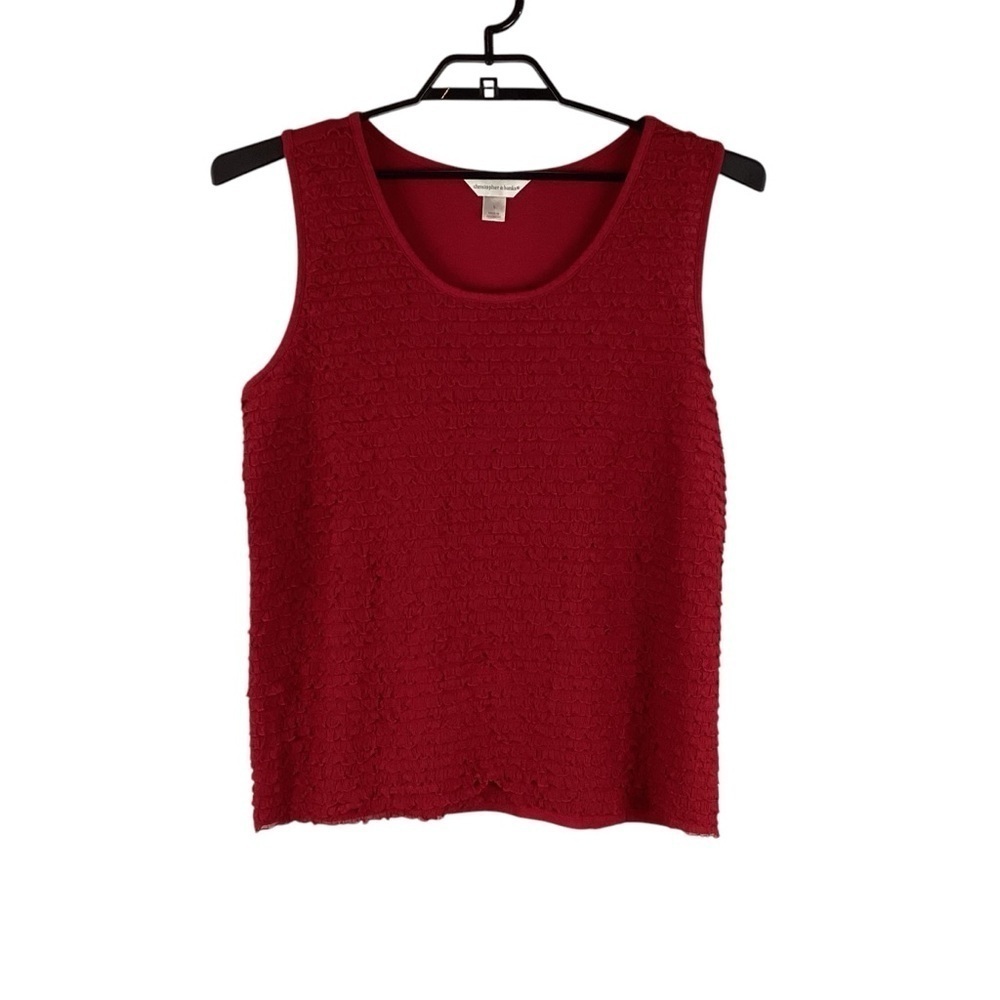 Christopher & Banks Red Ruffle Textured Tank Top Large